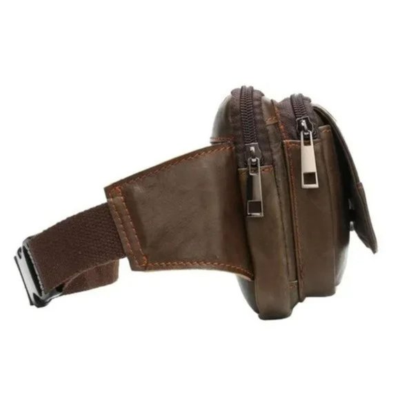 New Leather Fanny Pack, Waist Bag for Travel Outdoor Brown 26 - Picture 3 of 8